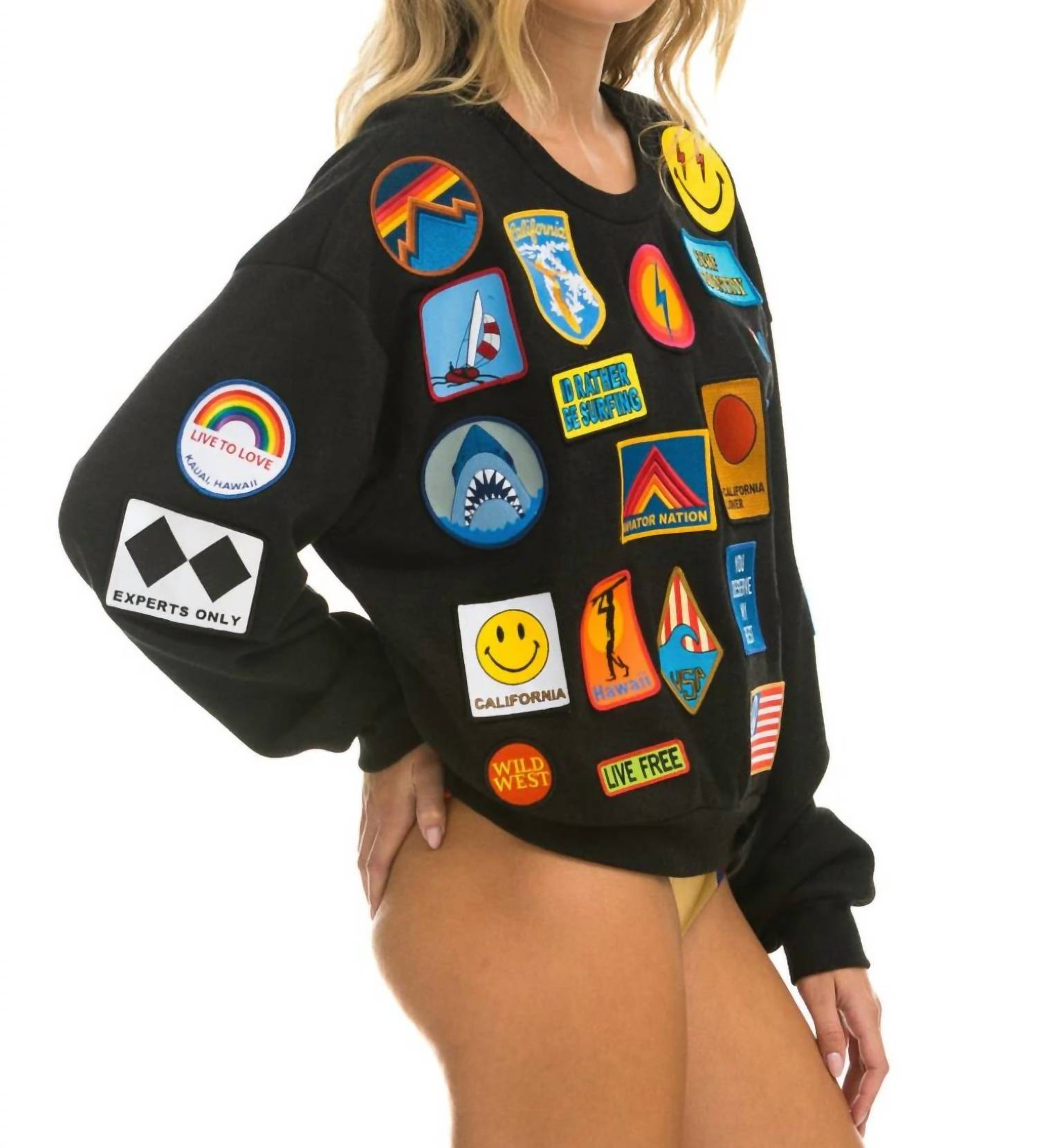 Aviator Nation - Vintage Patch Relaxed Crew Sweatshirt