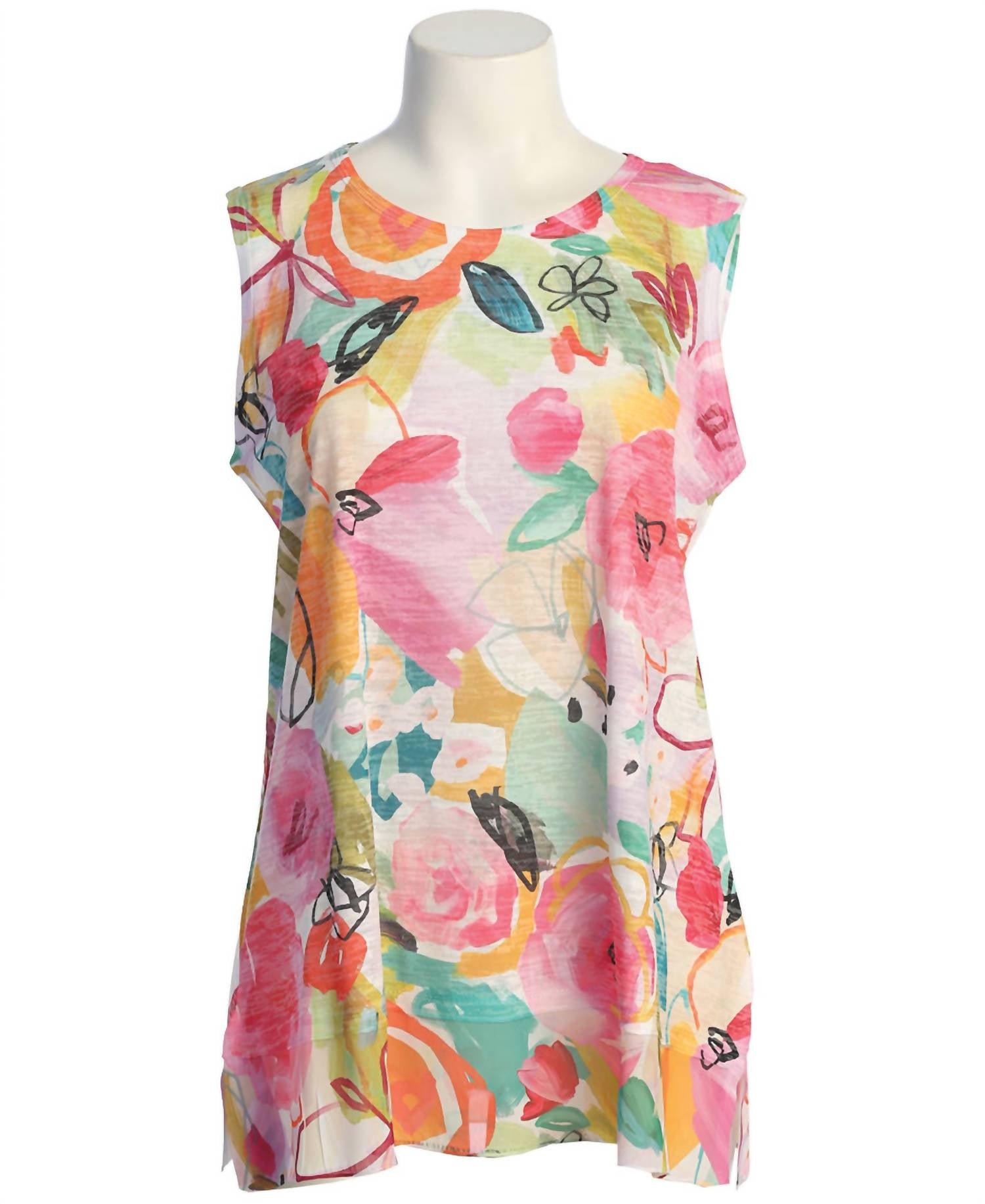 Jess & Jane Women's Sangria Burnout Sleeveless Top - women's blouse - detail view
