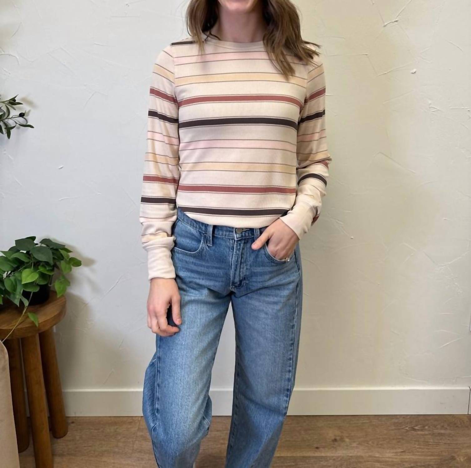 Thread & Supply Stacy Solid Everyday Top in autumn stripe - women's long sleeve top - view 7