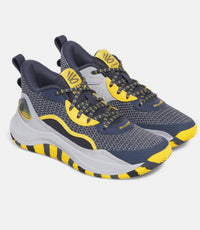 UNDER ARMOUR Kid's Curry 3z 24 Basketball Shoes in cool grey yellow accents - kids' sneaker - detail view