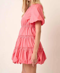 Mittoshop - Balloon Sleeve Bubble Hem Mini Dress