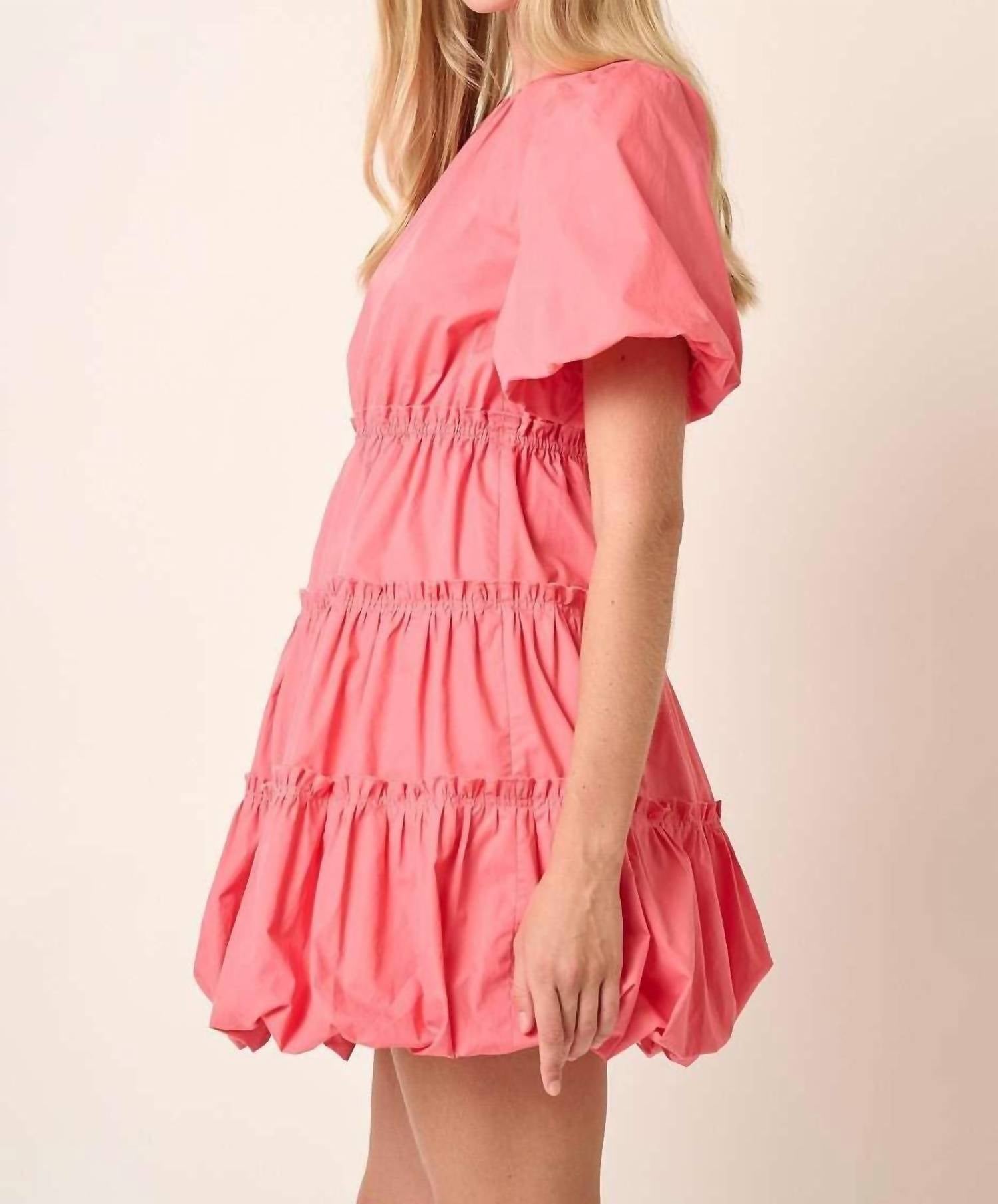 Mittoshop - Balloon Sleeve Bubble Hem Mini Dress