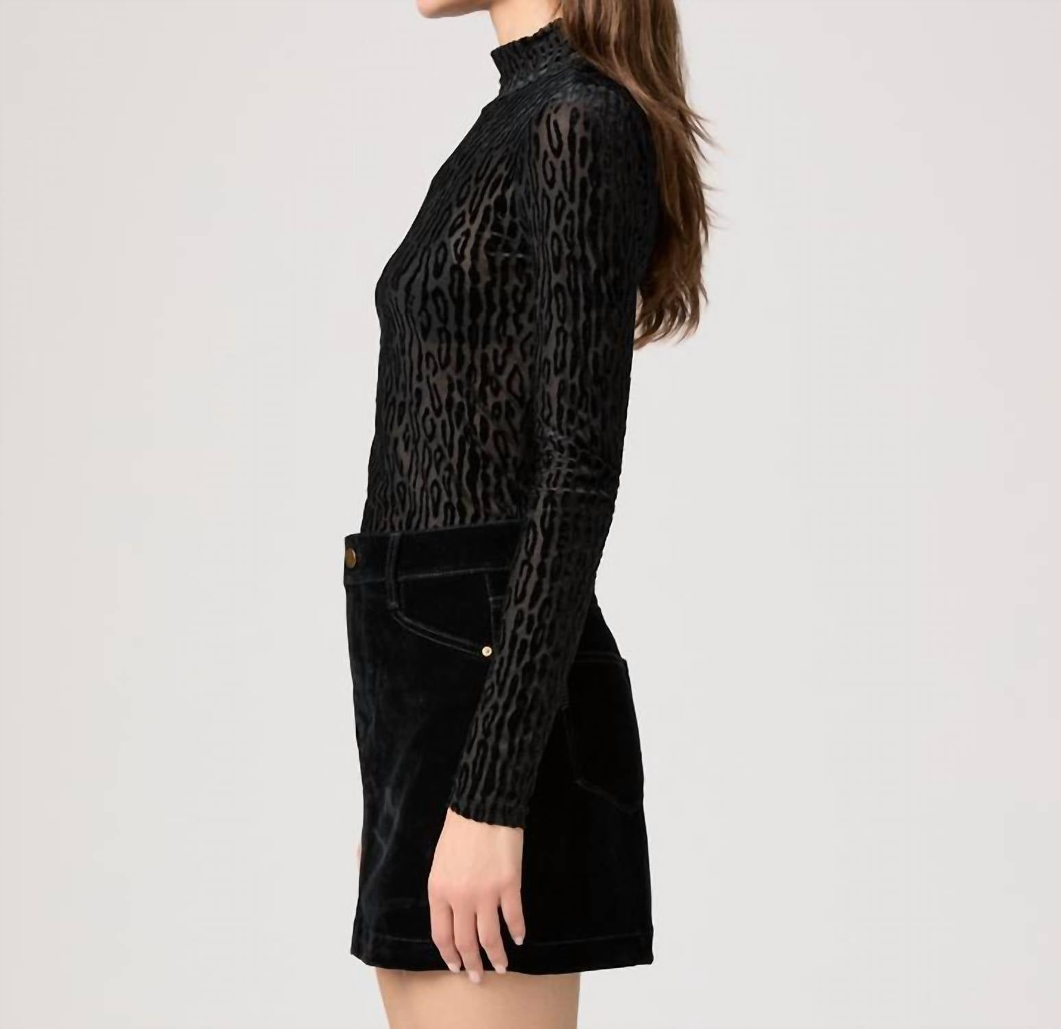 Paige Ursula Long Sleeve Top in black - women's blouse - detail view