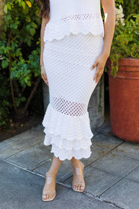 Mable - Fanta-sea Crochet Tiered Midi Skirt