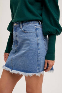 Bluivy - Rodeo Chic Raw Hem Mini Skirt