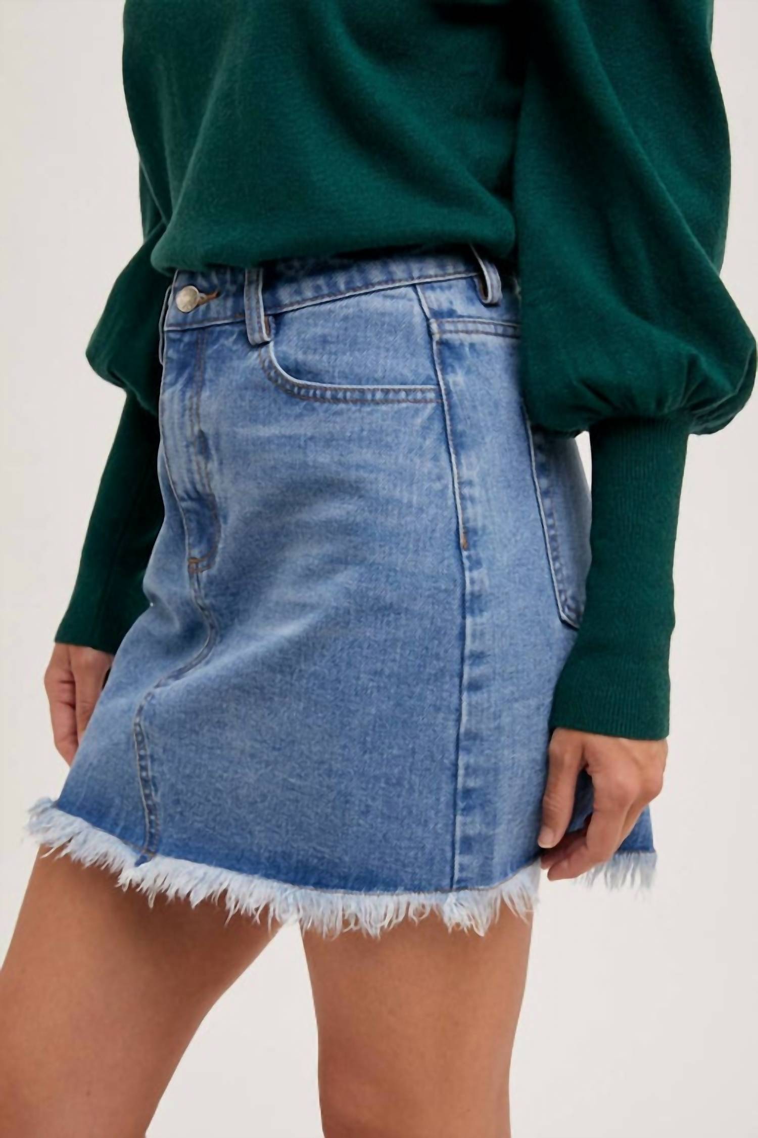 Bluivy - Rodeo Chic Raw Hem Mini Skirt