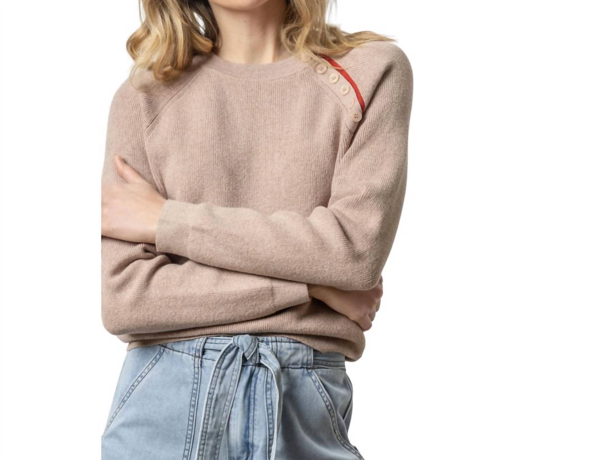 Lilla P - Button Raglan Crewneck Sweater