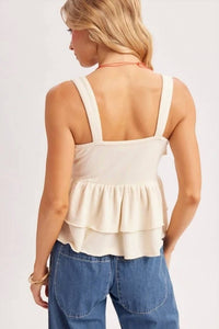 Bluivy - Sonoran Tiered Ruffle Tie-front Tank Top