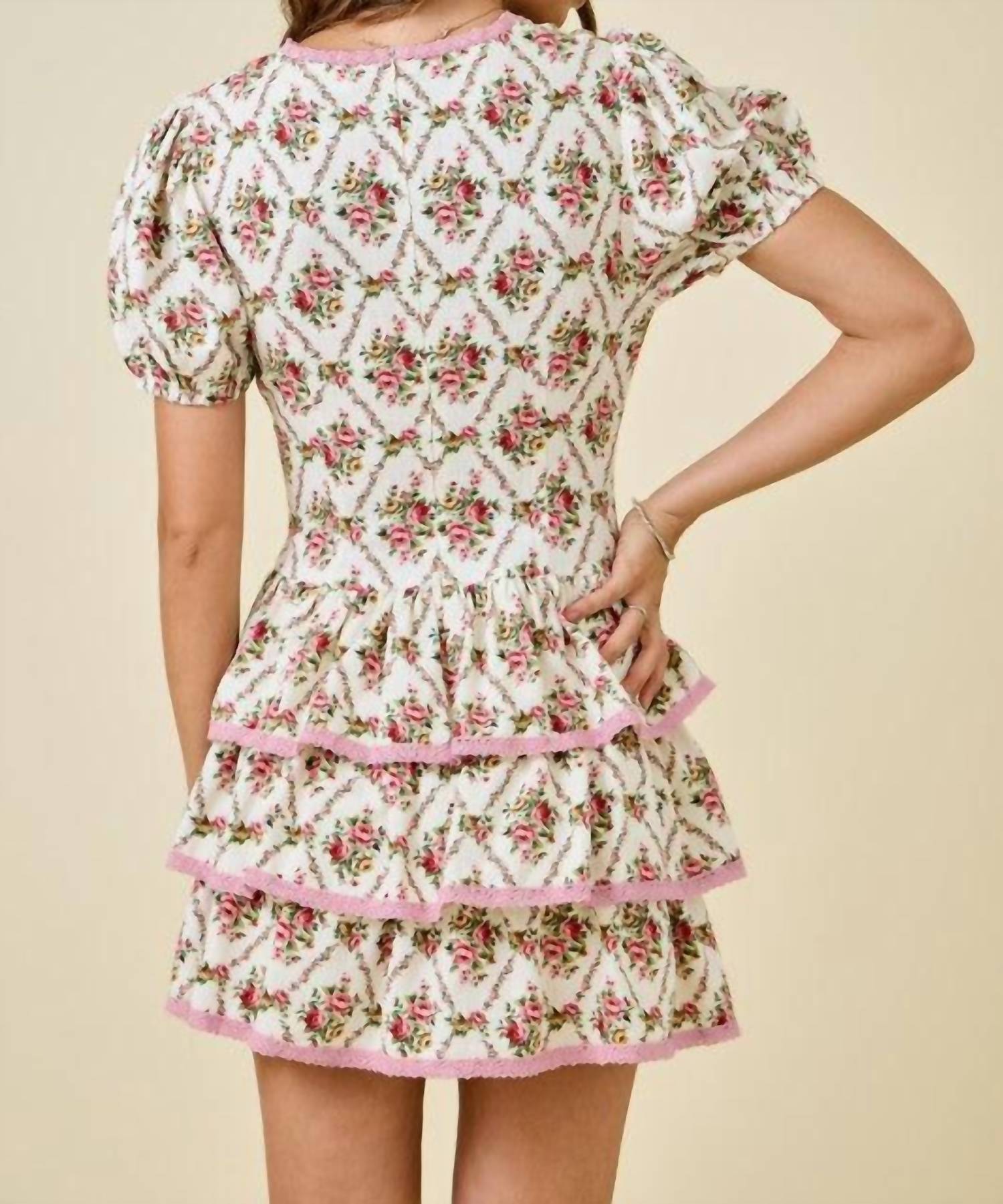 Day + Moon - Floral Print Ruffle Dress