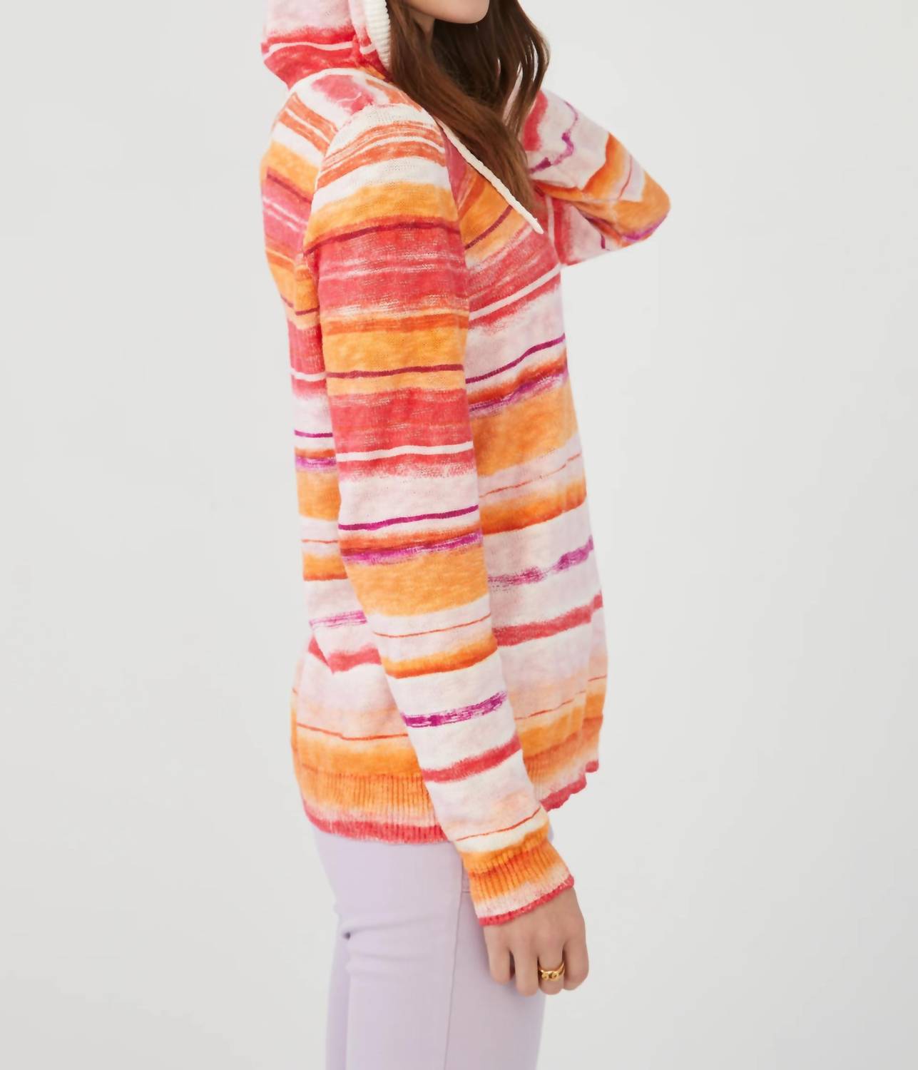 Fdj - Stripe Lightweight Hooded Sweater - Plus