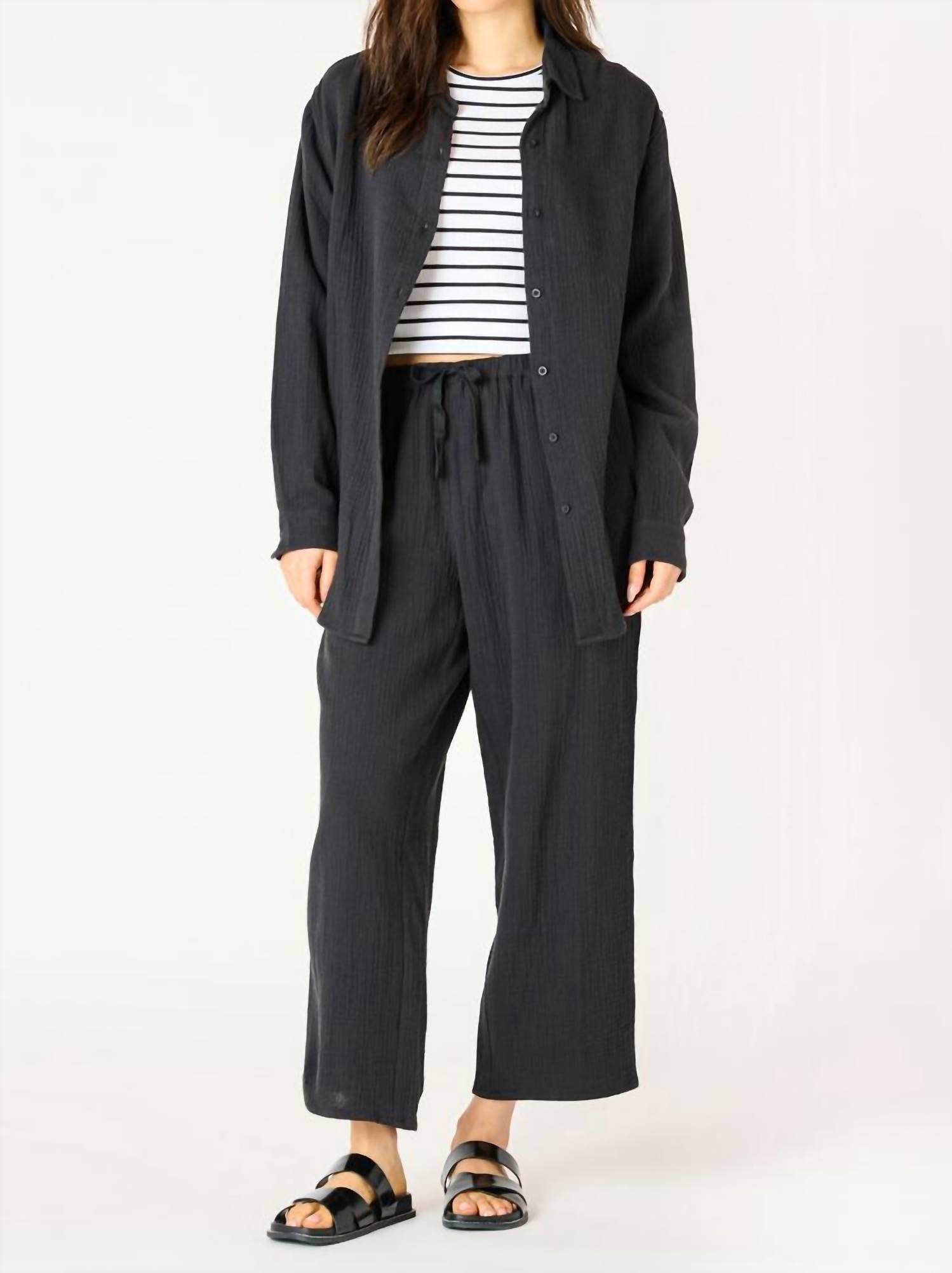 Dex - Gauze Long Sleeve Button Down Blouse