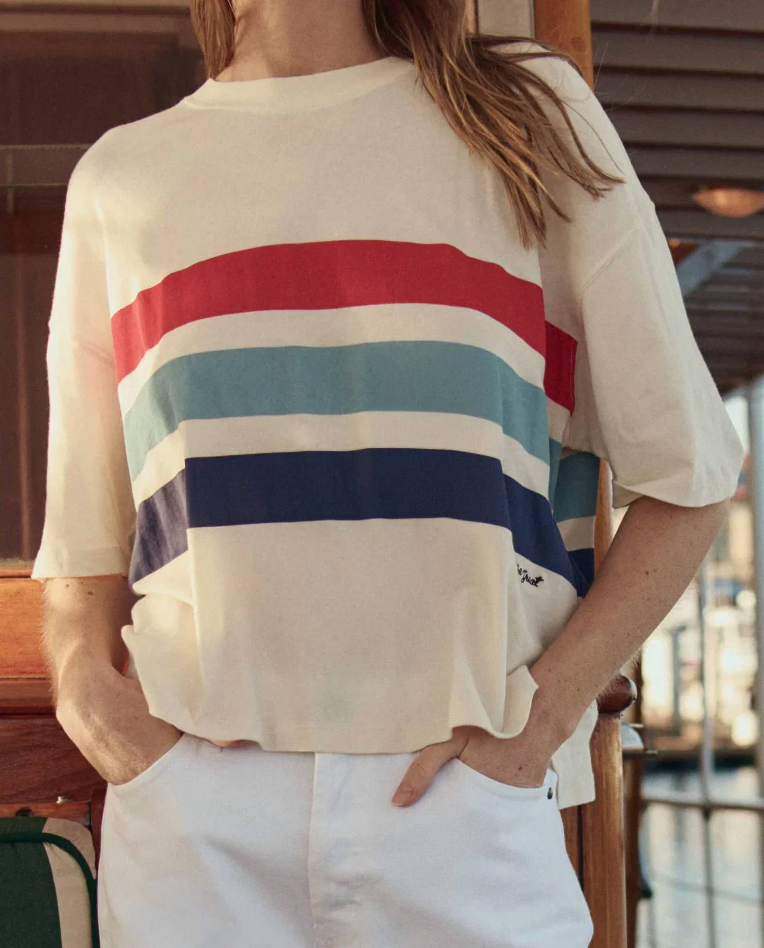 The Great. - Track Crew With Saltwater Stripe Sweater