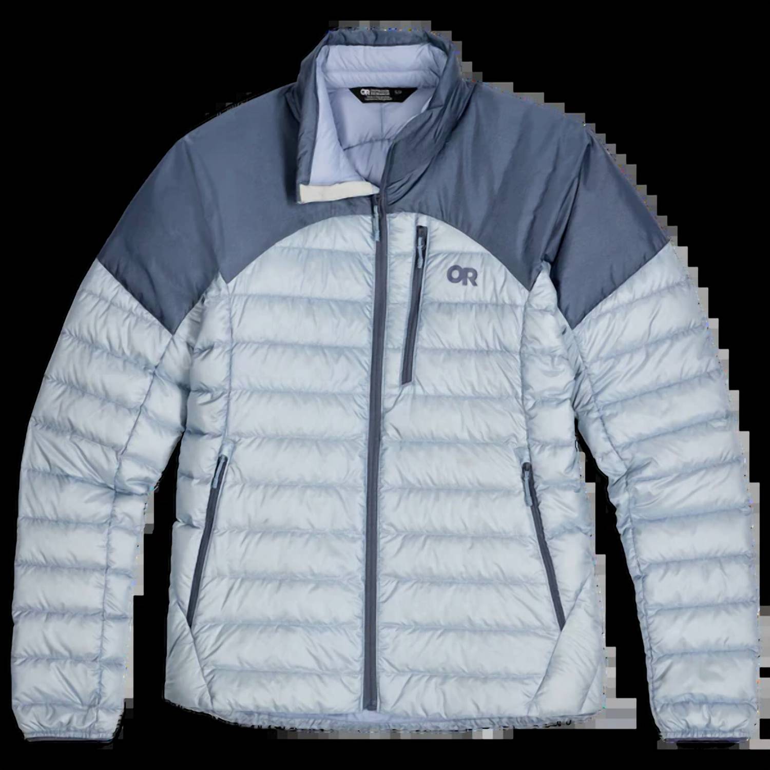 OUTDOOR RESEARCH Helium Down Jacket in deep fjord - women's jacket - detail view