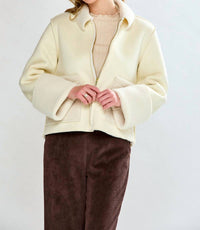 SARA CAMPBELL Rhiannon Shearling Suede Jacket in ivory - women's jacket