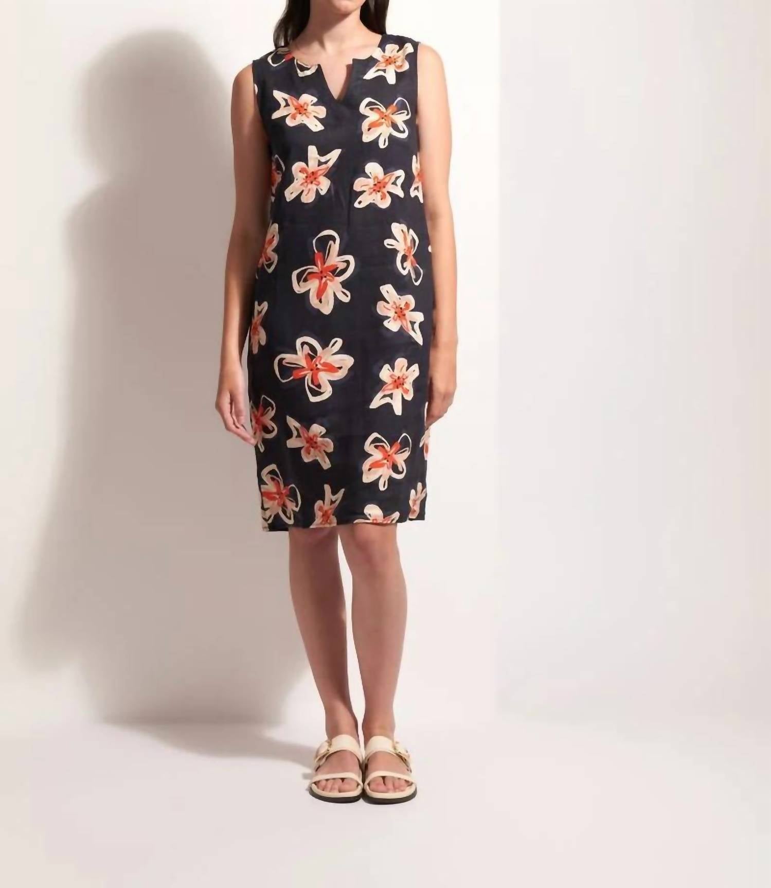 Foil - V-neck Sleeveless Midi Dress