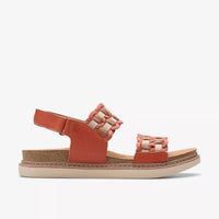 Clarks Women's Arwell Glide Sandal in orange combi - women's sandal - detail view