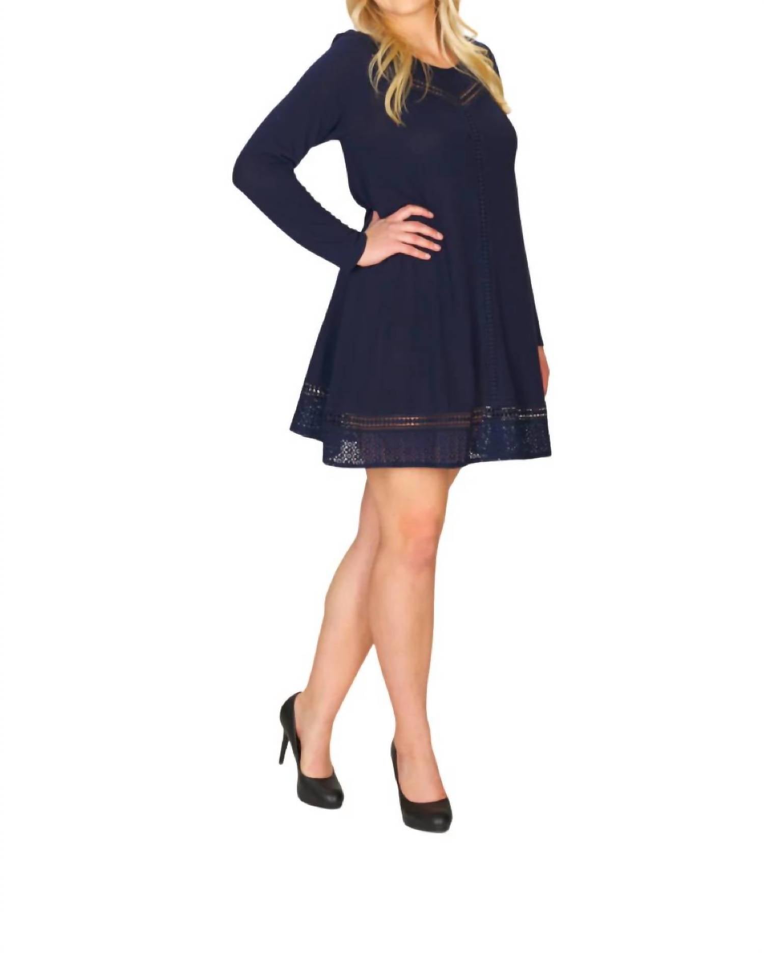 Papillon - Lace Inset A-line Sweater Dress