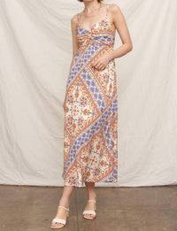 En Creme - Sleeveless Paisley Print Midi Slip Dress
