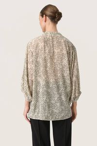 Soaked In Luxury - Osaka Notch Neck Cropped Sleeve Blouse