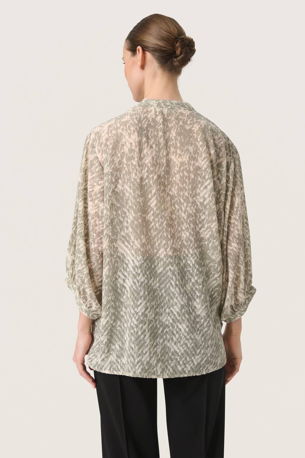 Soaked In Luxury - Osaka Notch Neck Cropped Sleeve Blouse