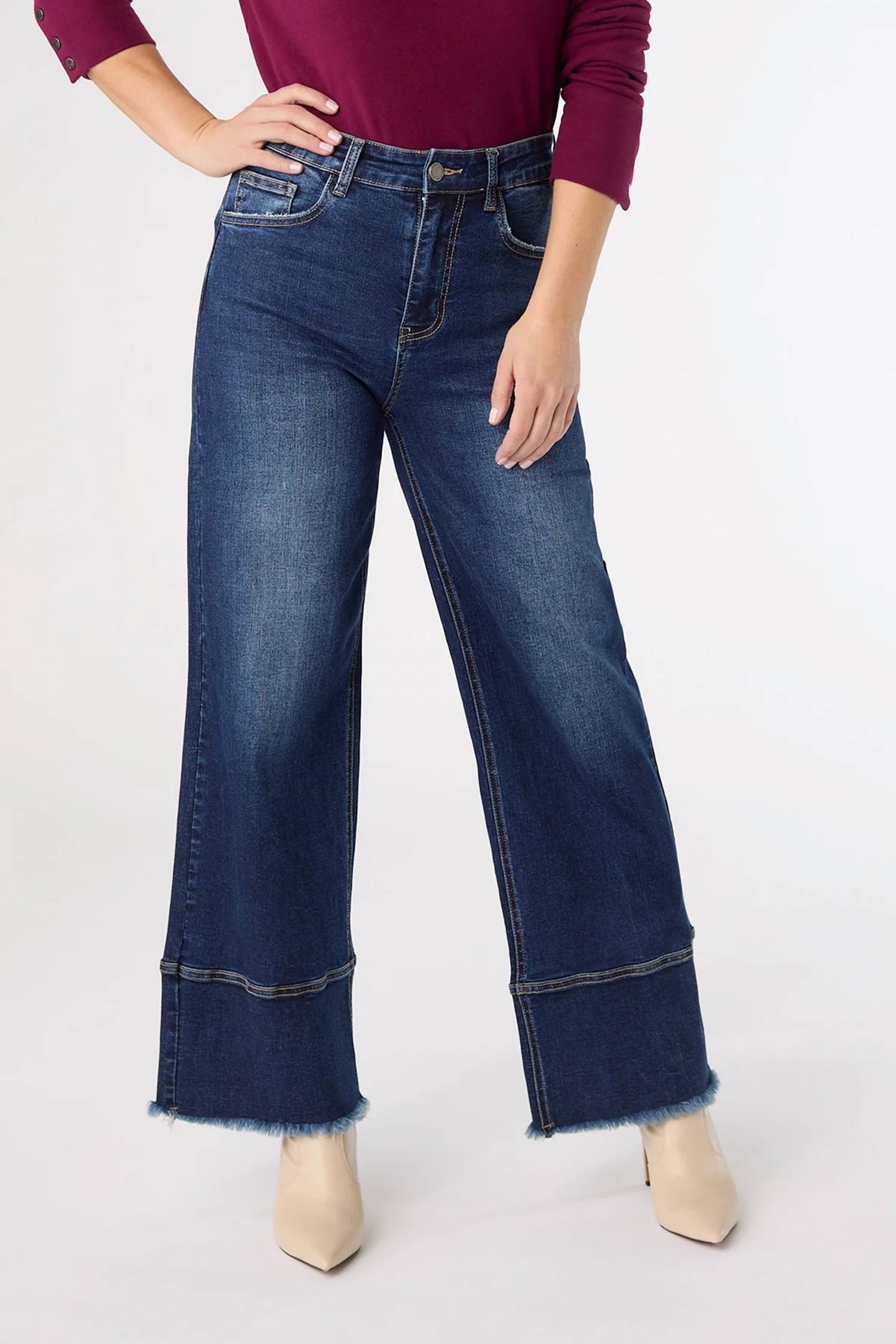 Coco + Carmen - Everystretch Raw Wide Hem Jeans