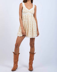 Sky To Moon - Vintage Chenille Jacquard Ruffle Lace Mini Dress