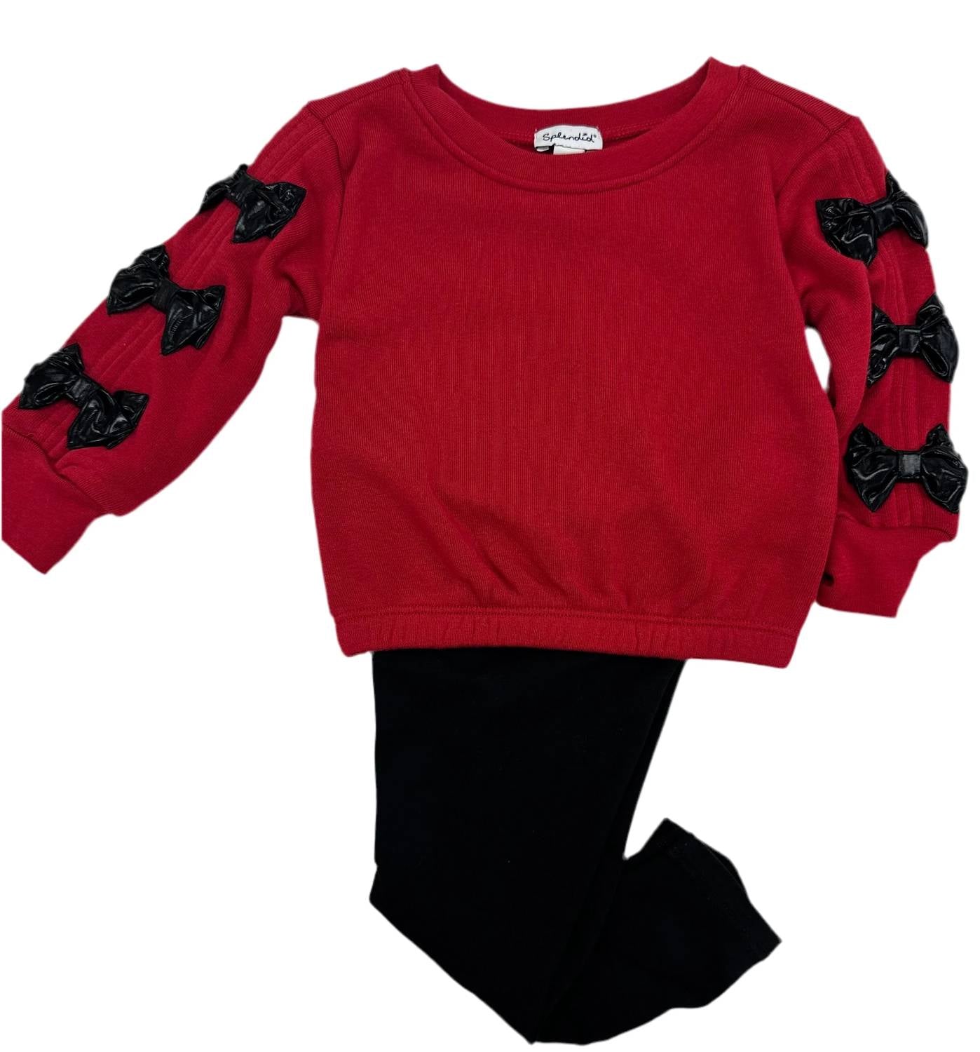 Splendid - Kid's Shiny Bow Sweatshirt Set