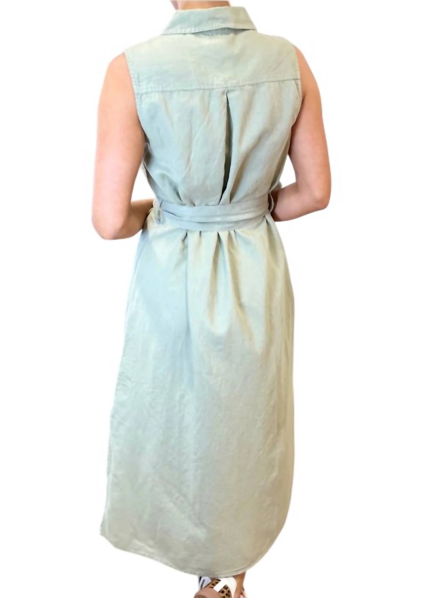 Dylan Capri Sleeveless Dress in green - women's dress - detail view