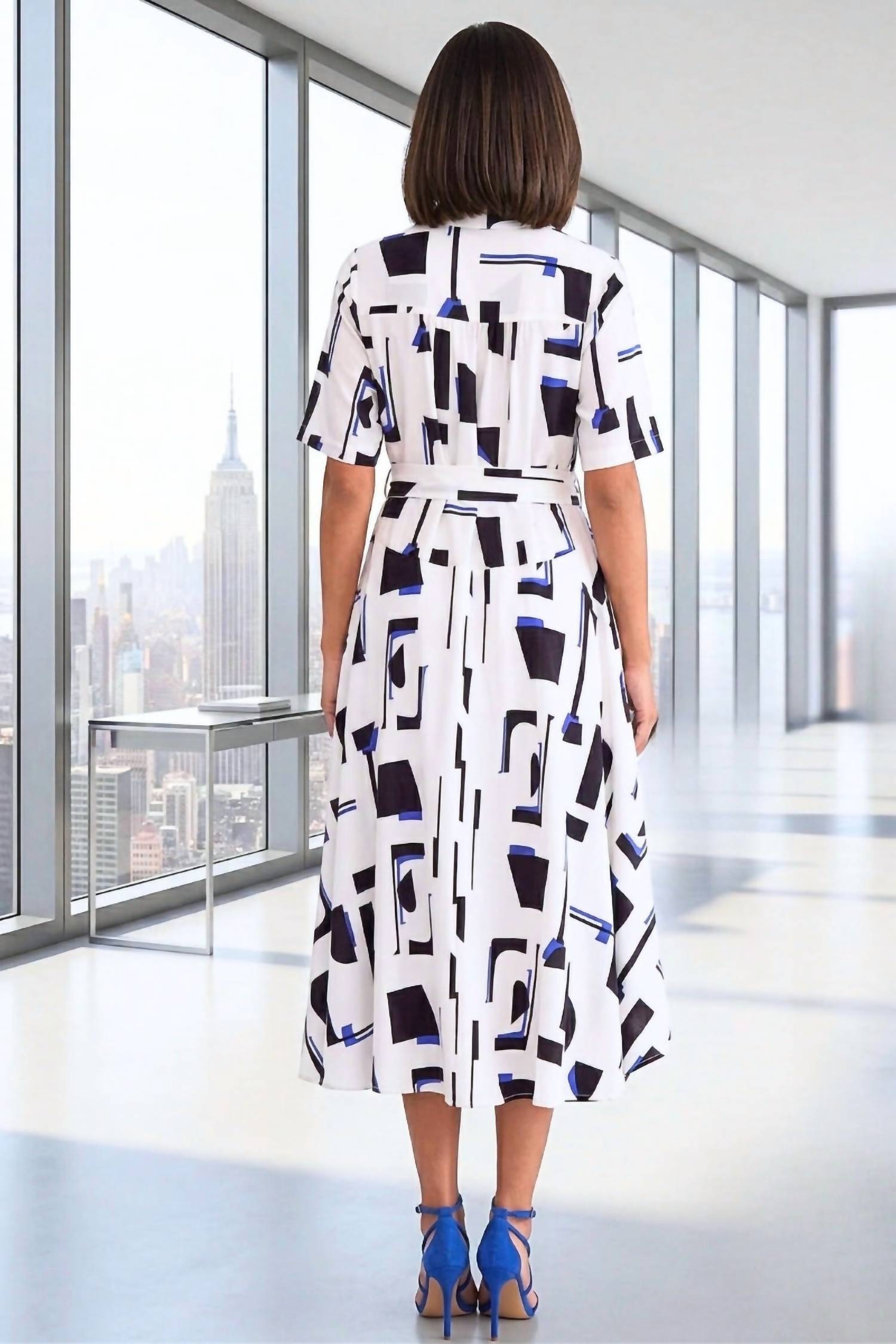 entro City Lights Midi Shirt Dress in white - women's dress - alternate view