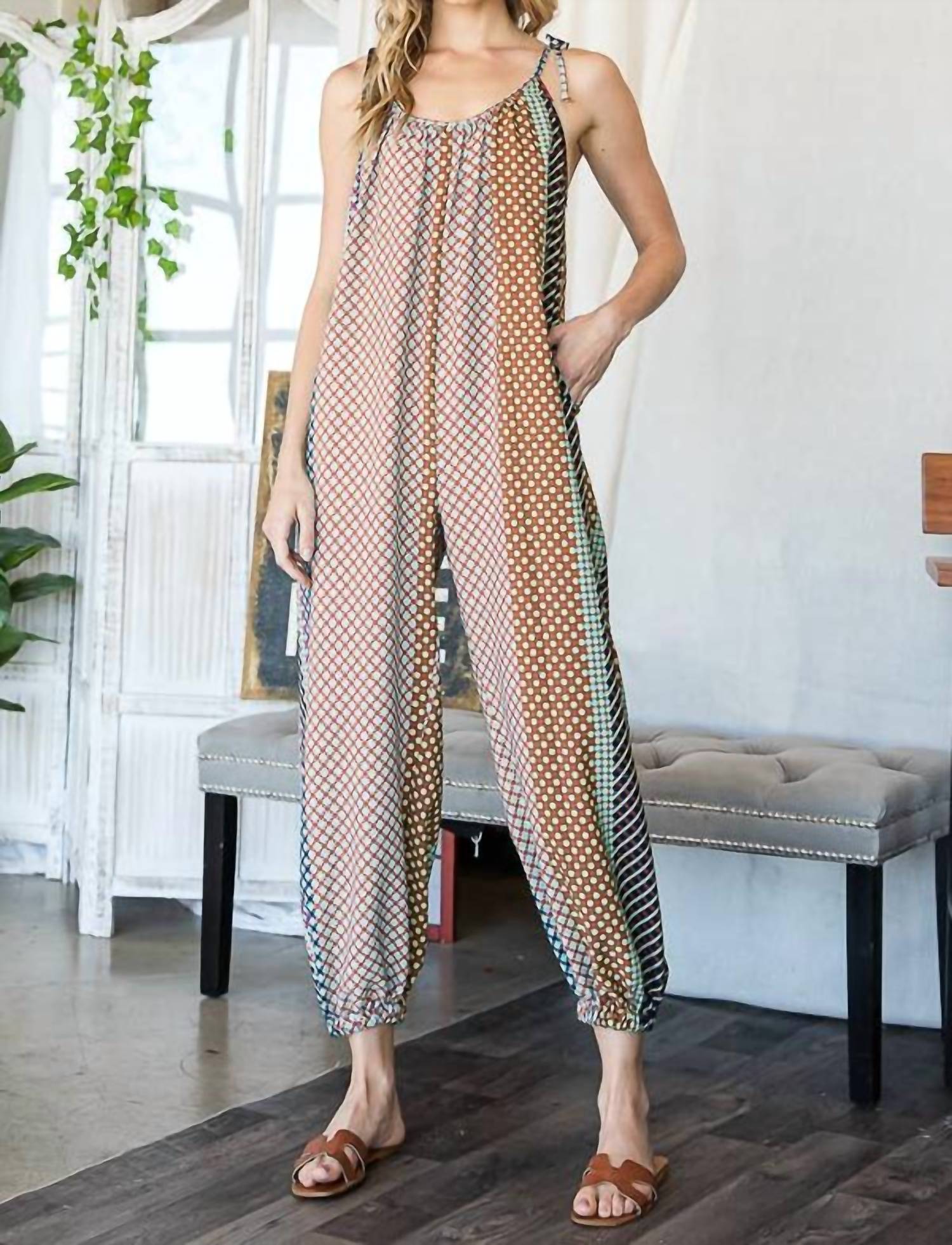 Bucketlist - Geo Print Draped Jumpsuit