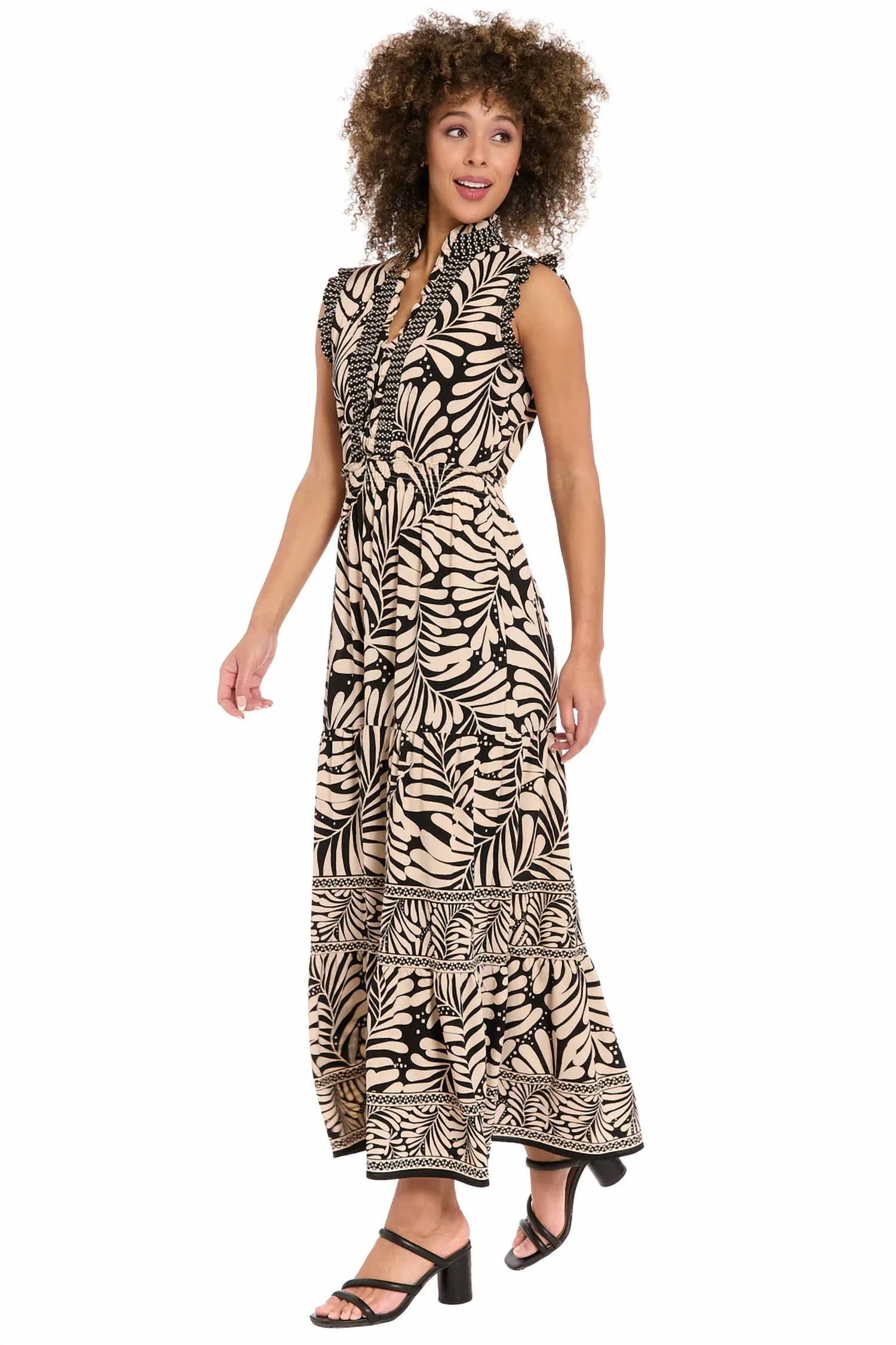 London Times - Palm Print Maxi Dress