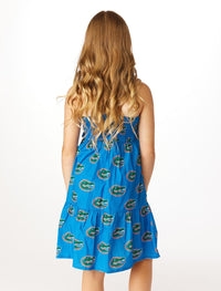 STEWART SIMMONS Girl's Florida Tiered Dress in blue - kids' dress - detail view