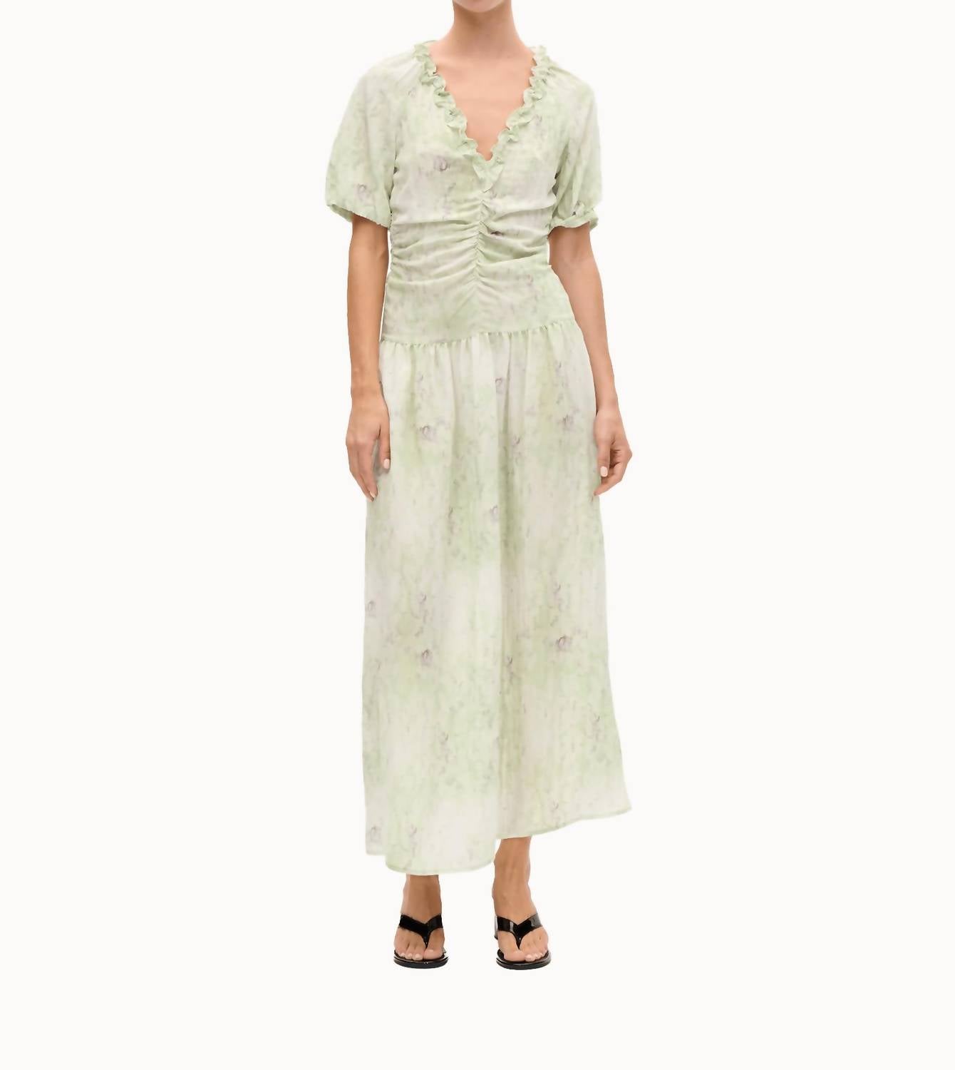 BAUM UND PFERDGARTEN Abelline Maxi Dress in distorted green flower - women's dress