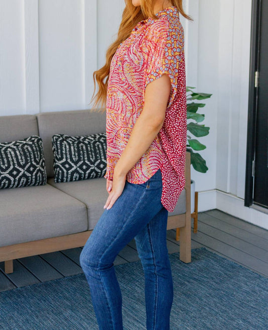 Jodifl - No Competition Mixed Print Button Down