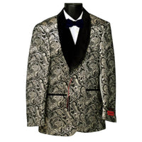 MAZARI Men's Paisley Blazer With Bow Tie in gold - men's jacket
