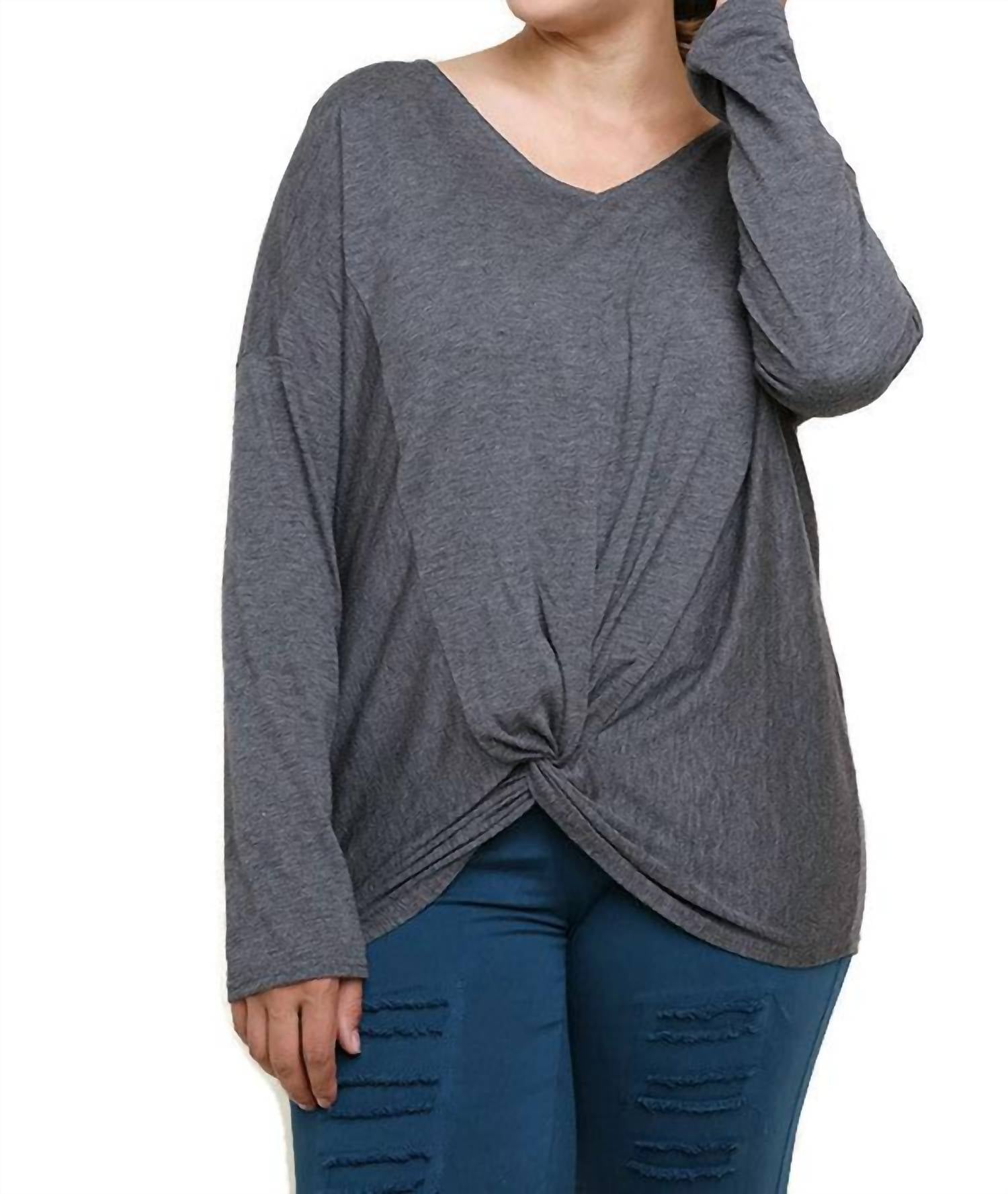Umgee - Heathered Front Knot Detail Top