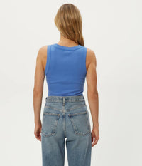 Michael Stars Halley Ribbed Tank Top in blue ribbon - women's tank top - alternate view