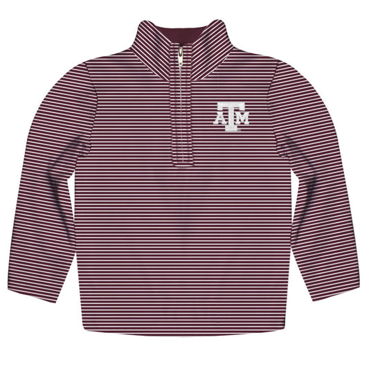 Vive La Fete - Boy's Texas A&m Aggies Stripes Quarter Zip Pullover