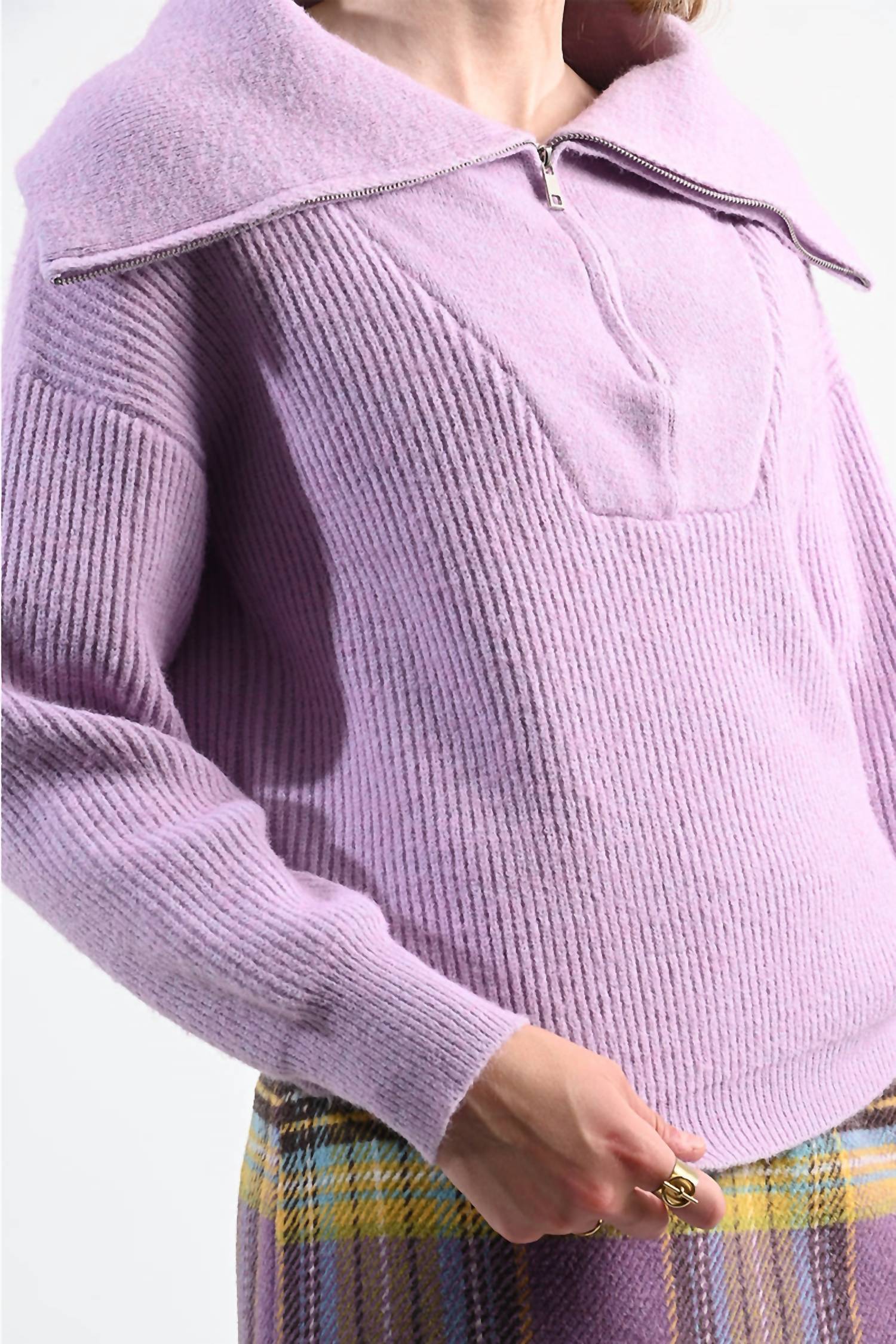 Zip Turtleneck Sweater