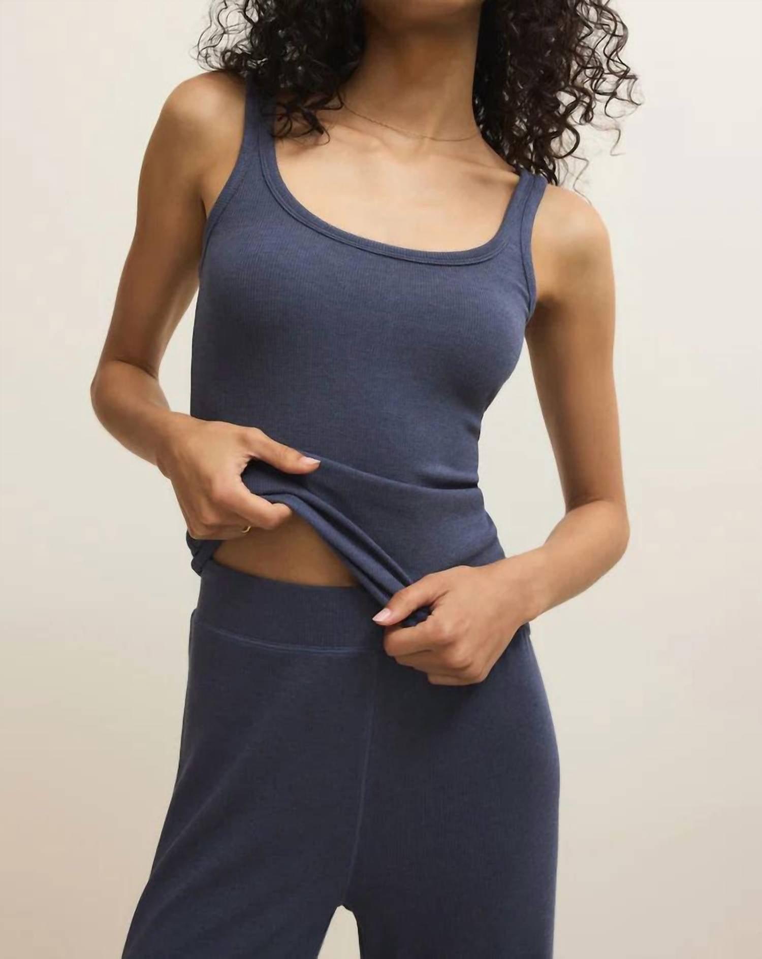 Z Supply Renae Rib Tank Top in indigo - women's tank top - view 4