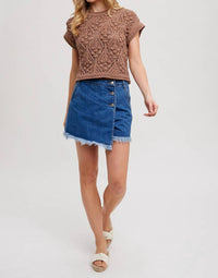 Bluivy - Short Sleeve Cropped Knit Sweater