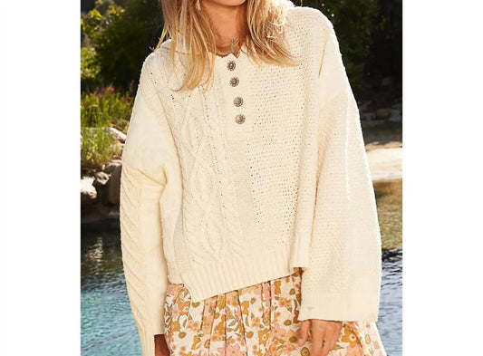 Pol - Half Placket Button Down Solid Hoodie Sweater