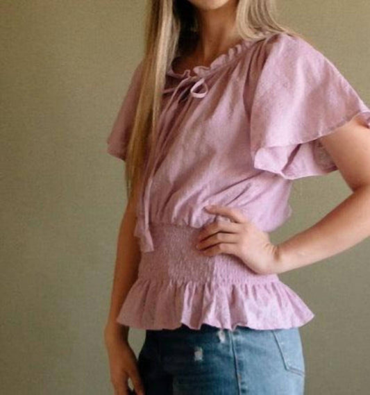 In-Loom - Ballota Eyelet Flutter Sleeve Top