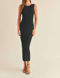 Miou Muse - Rib Knit Sleeveless Midi Dress