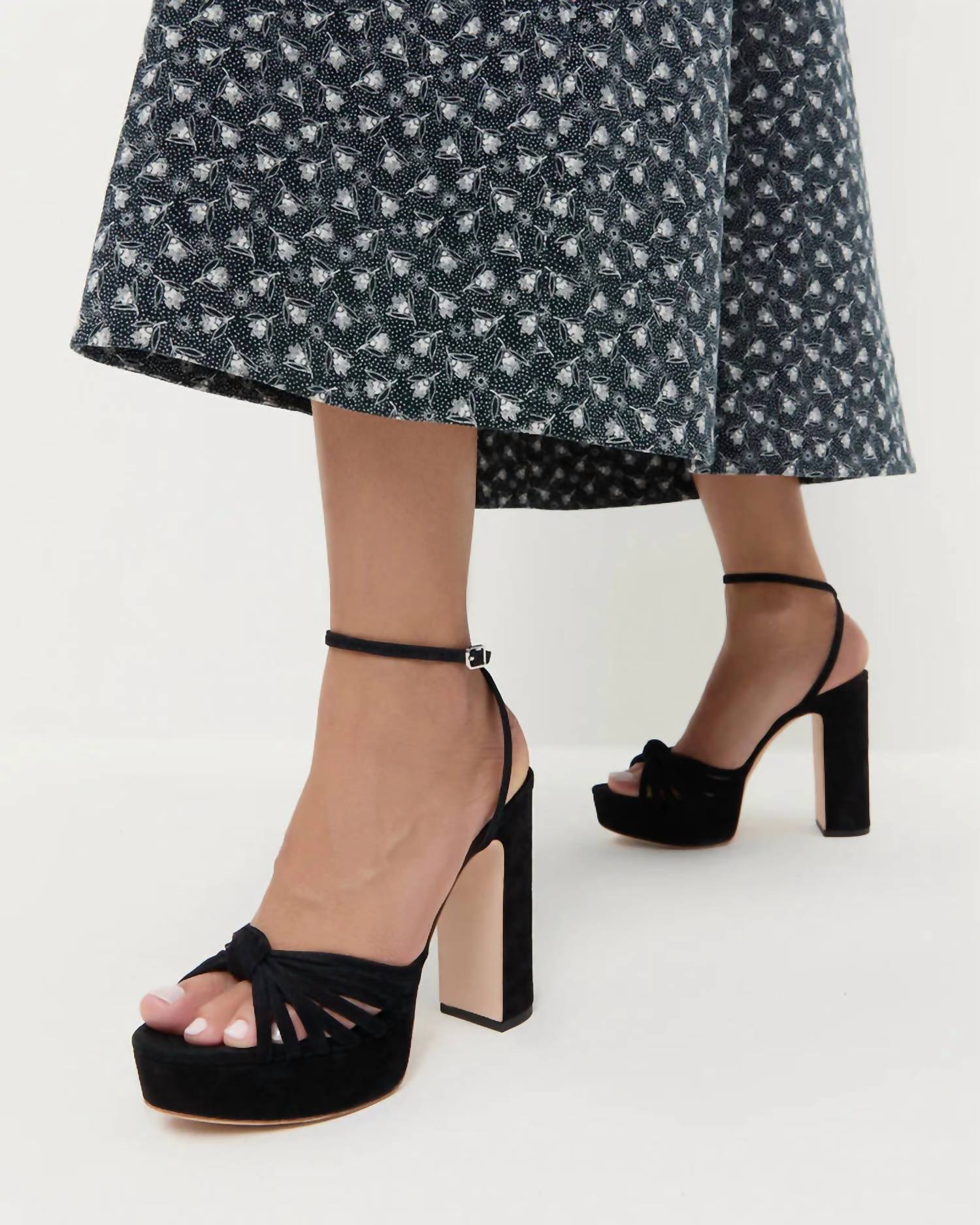 Loeffler Randall Women's Rivka Leather Knot Platform Sandal in black - women's sandal - alternate view