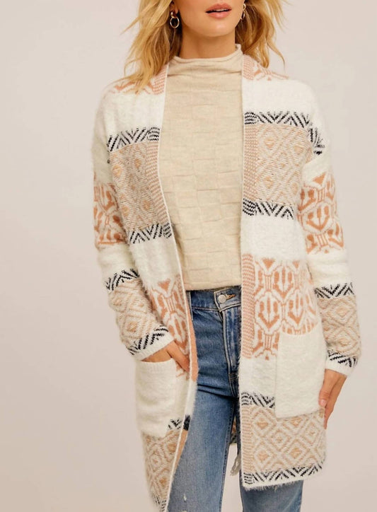 AZTEC PRINT OPEN CARDIGAN