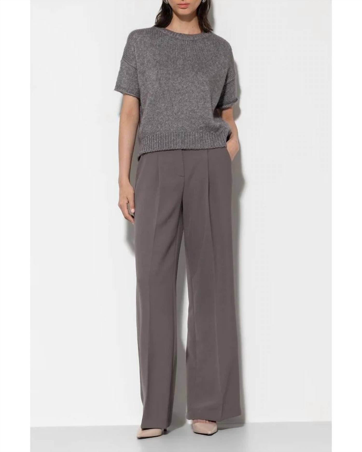 Luisa Cerano - Wide Leg Pleated Full Length Pants