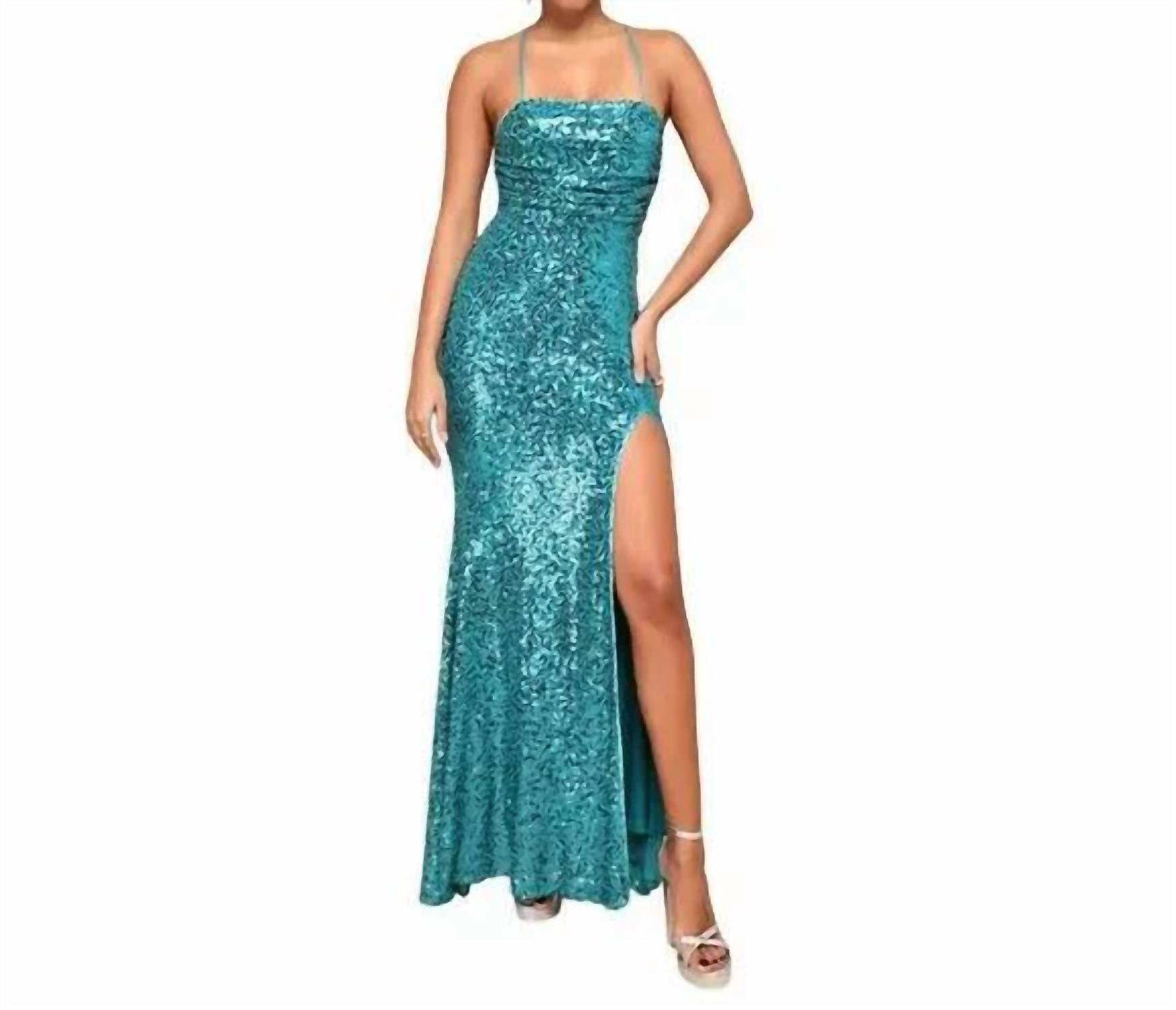 Lulus - Glowing Praise Sequin Lace-up Maxi Dress