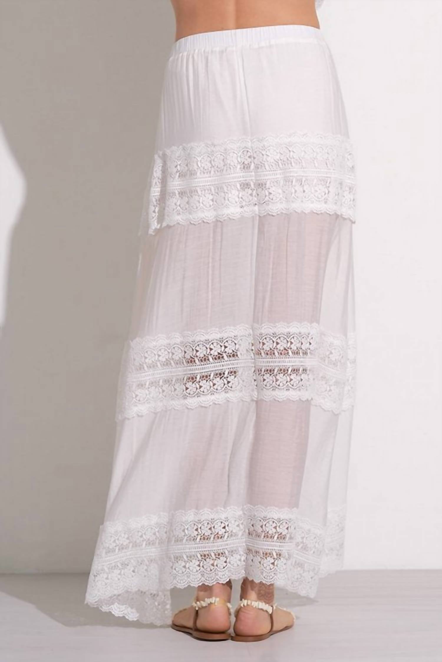 Elan - Crochet-lace Tiered Maxi Skirt
