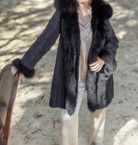 DiOMi Lisa Reversible Hooded Jacket in black - women's jacket - detail view